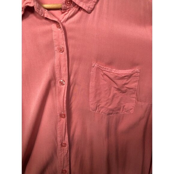 Torrid Button Front Shirt Long Sleeve Lightweight Rayon Peachy Pink Women's 2 2X - Picture 3 of 7